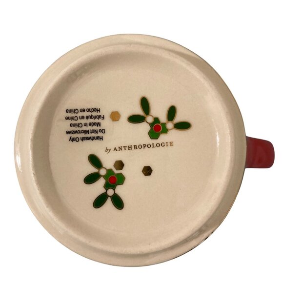 Anthropologie Festive Bistro Tile Mug Monogram Letter "S" - Picture 5 of 7